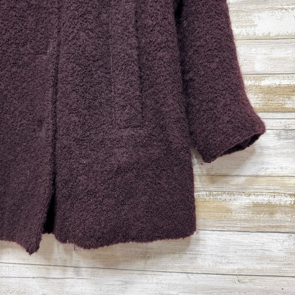 Eileen Fisher Boucle Wool Heavy Warm Pea Coat Women’s size Medium Plum / Purple - Picture 2 of 6